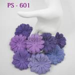PS - 601     50 Mixed Purple Big Puffy Daisy 