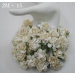 ZM - 15     35 Random Mixed Sizes of White Tone Handmade Mulberry Paper Flowers 