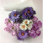 Mixed Purple Daisy Roses Paper Flowers