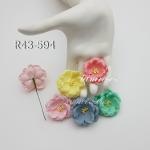 25 Baby blue/Aqua/Soft pink/Salmon red/Cream Mixed Crafts Paper Flowers