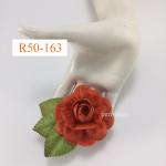 R50 - 131 (6 Pcs)     6 Dark Orange Large Mulberry Paper Roses