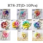  10 Handmade Mulberry Paper Roses Special Dyed Tone Flowers