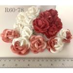  Mixed All Red Tone and White Paper Flowers
