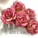 Cream - Pink Edge Large Artificial Handmade Mulberry Paper Flowers Roses for crafts or wedding from Thailand