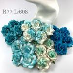 Mixed Turquoise Large Sweet Moon Paper Roses for wedding and craft, supply by iamroses Thailand