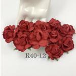  25 Large 2" Solid Red Paper Tea Roses