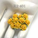   100 Mini 1/4" or 1cm Solid Yellow Open Roses