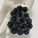 100 Size 1/2" or 1.5 cm Solid Black Open Roses
