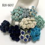 100 Size 1/2" or 1.5 cm Mixed All Blue Open Roses