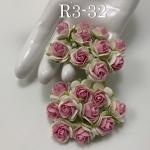  100 Size 3/4 or 2cm White - Pink Center Open Roses