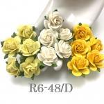  50 Size 1" or 2.5cm Mixed 2 Yellow -White Open Roses (15/400/401)