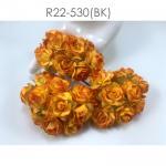  50 Puffy Roses (1-1/4or3cm) Yellow -Tangerine Edge flowers