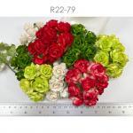  50 Puffy Roses (1-1/4or3cm) Mixed Christmas Theme lowers