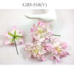 5 Large Gardenia (4"o 9.5cm) White - Pink EDGE Paper flowers