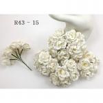 25 Peony 2" or 5 cm White Paper Flower