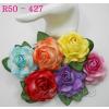 R50 - 427     6 Mixed color Large Mulberry Paper Roses 