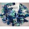 250 Mixed All Blue White Curly Petals 