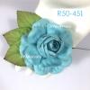 R50 - 451 (6 Pcs)     6 Light Turquoise Large Mulberry Paper Roses
