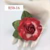 R50 - 16 (6 Pcs)     6 Red 2 tone Large Mulberry Paper Roses