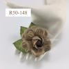 R50 - 148 (6 Pcs)     6 Taupe Large Mulberry Paper Roses