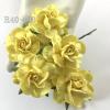 25 Large  2" or 5 cm - Solid SOFT Yellow Paper Tea Roses 