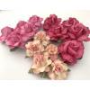 15 Mixed 3 Designs Paper Flowers Pink Shade  