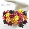 50 Mixed Dark Fall Tone Small Spring Cottage Paper Flowers