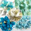  50 Mixed Mixed Ocean Blue Lilly Paper Flowers (15/2561H/450/451/266)