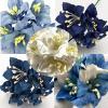 50 Mixed Boy Blue Lilly Paper Flowers (15/421/422/170/170H)