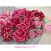 45 Mixed Pink Handmade Crafts Paper Flowers and Leaf