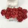 25 Large  2" or 5 cm - Solid Red Paper Tea Roses