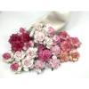 25 Large  2" or 5 cm -  Mixed Pink Paper Tea Roses (NEW)