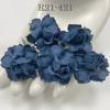 50 Medium May Roses (1-1/2"or3.75cm) Solid Denim Blue Flowers