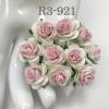 100 Size 3/4 or 2cm White - SOFT Pink Center Open Roses