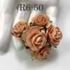 50 Size 1" or 2.5cm Solid Peach Open Roses