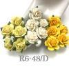 50 Size 1" or 2.5cm Mixed 2 Yellow -White Open Roses (15/400/401)