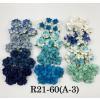 60  Medium May Roses (1-1/2"or3.75cm) Mixed 12 Tone Blue / White Flowers (60-A3)