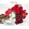 25 Large  2" or 5 cm - Mixed All Red Tone - White tea Roses