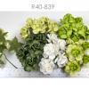 25 Large  2" or 5 cm - Mixed All Green Paper Tea Roses