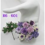 R6 - 601     50 Mixed Purple Handmade Mulberry Paper Flowers 