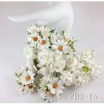 ZB 3 - 15     30 Mixed White Daisy Roses Paper Flowers