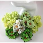 Mixed Green Daisy Roses Paper Flowers