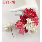 Mixed Red White Lilly Christmas or Wedding Paper Flowers