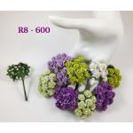 R8 - 600 Purple Green  White Handmade Paper Flower Thailand Iamroses