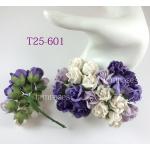 Mixed Purple White Puffy Semi Rose Buds