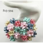  Baby blue/Aqua/Soft pink/Salmon red/Cream Mixed Crafts Paper Flowers