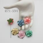 50 Baby blue/Aqua/Soft pink/Salmon red/Cream Mixed Crafts Paper Flowers