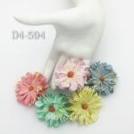 15 Baby blue/Aqua/Soft pink/Salmon red/Cream Curly Full Bloomed Daisy Paper Flowers 