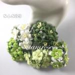 Mixed Green & White Color Paper Flowers