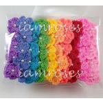  100 Pearl Small Mixed Color Crochet Flowers